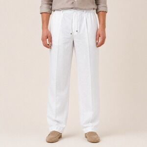 Murano Baird McNutt Pants Linen Blnd Zac Fit Pleated Drawstring NWT 46x32 Resort